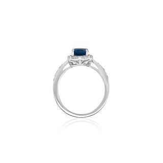 1.70 Carat Genuine London Blue Topaz & White Topaz Ring in Sterling Silver