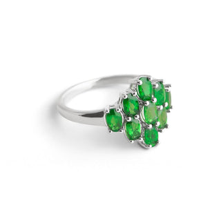 2.19 Carat Genuine Chrome Diopside Cluster Ring in Sterling Silver ring