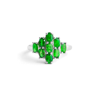 2.19 Carat Genuine Chrome Diopside Cluster Ring in Sterling Silver
