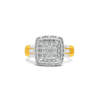 1/2 Carat Diamond Square Framed Ring in Yellow Gold-Plated Sterling Silver