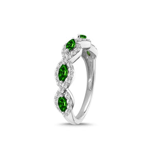 1.00 Carat Genuine Chrome Diopside & White Topaz Band in Sterling Silver