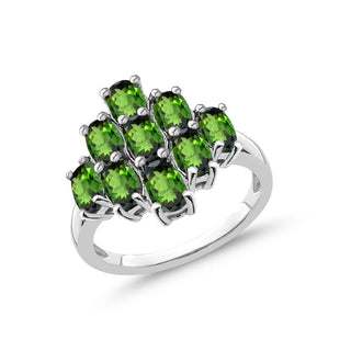 2.19 Carat Genuine Chrome Diopside Cluster Ring in Sterling Silver ring