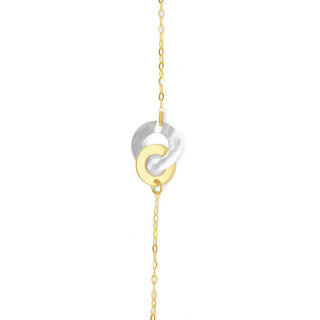 Twin Round with MOP & Gold Chain Bracelet in 9K Yellow Gold-7.25"