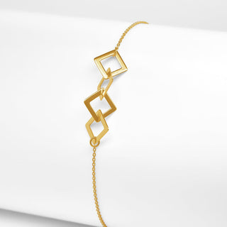 Square Link Gold Chain Bracelet in 9K Yellow Gold-7.25"