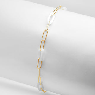Bold Link with MOP & Gold Bracelet in 9K Yellow Gold-7.25"