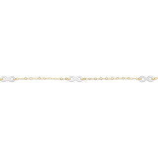 3 Infinity MOP & Gold Chain Bracelet in 9K Yellow Gold-7.25"
