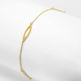 3-Station Oval Gold Chain Bracelet in 9K Yellow Gold-7.25"