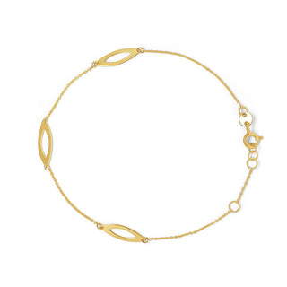 3-Station Oval Gold Chain Bracelet in 9K Yellow Gold-7.25"