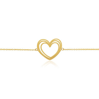Solo Heart Gold Chain Bracelet in 9K Yellow Gold-7.25"