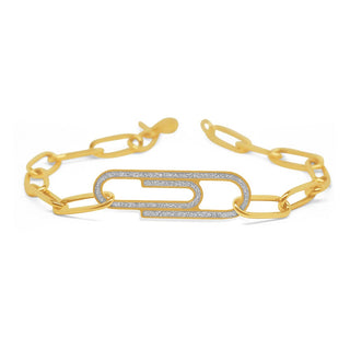 Bold Links With Paperclip Glitter Gold Bracelet in 9K Yellow Gold-7.5"