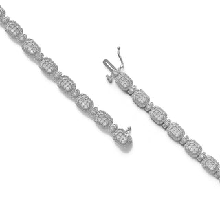 1 Carat Emerald Cluster Diamond Bracelet in Sterling Silver-7.25"