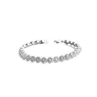 1 Carat Round Clusters Diamond Bracelet in Sterling Silver-7.25"