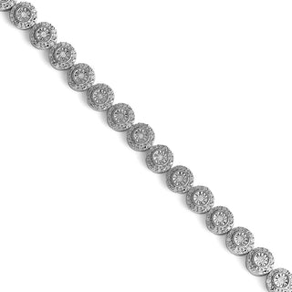 1 Carat Round Clusters Diamond Bracelet in Sterling Silver-7.25"
