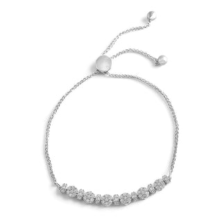 1/2 Carat Adjustable Lab Grown Diamond Round Cluster Bracelet with Bolo in Sterling Silver-8.75"