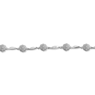 1/2 Carat Round Station Cluster Lab Grown Diamond Bracelet in Sterling Silver-7"
