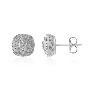 1/2 Carat Graduated Cushion Lab Grown Diamond Stud Earrings in Sterling Silver