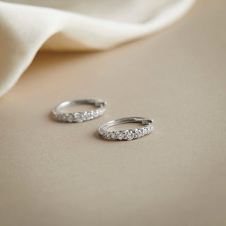 1/2 Carat 18 Stone Lab Grown Diamond Graduated Studded Hoop Earrings in Sterling Silver