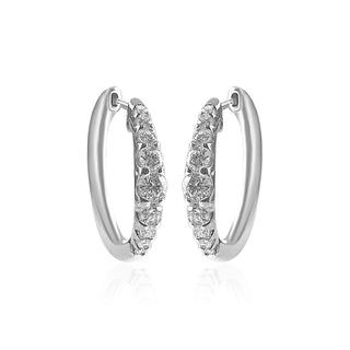 1/2 Carat 18 Stone Lab Grown Diamond Graduated Studded Hoop Earrings in Sterling Silver