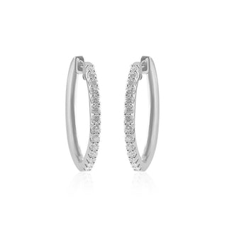1/2 Carat 28 Stone Lab Grown Diamond Studded Hoop Earrings in Sterling Silver