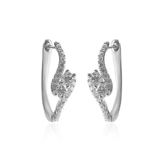 5/8 Carat Lab Grown Diamond Adorned Interlocking Hoop Earrings in Sterling Silver