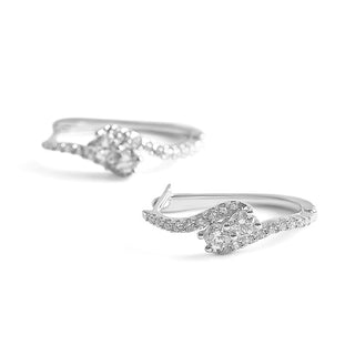 5/8 Carat Lab Grown Diamond Adorned Interlocking Hoop Earrings in Sterling Silver