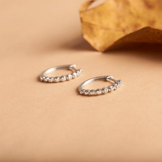 1/10 Carat Modern Diamond Hoop Earrings in Sterling Silver