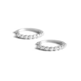 1/10 Carat Modern Diamond Hoop Earrings in Sterling Silver