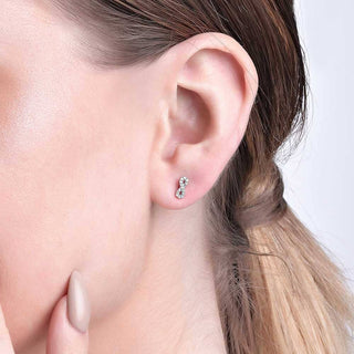 1/10 Carat Infinity Diamond Stud Earrings in Sterling Silver
