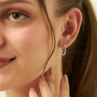 1/10 Carat Diamond Hoop Earrings in Sterling Silver