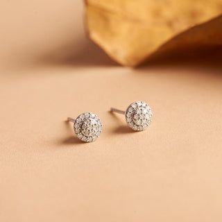 1/5 Carat Double-layered Round Diamond Stud Earrings in Sterling Silver