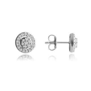 1/4 Carat Double-layered Round Diamond Stud Earrings in Sterling Silver