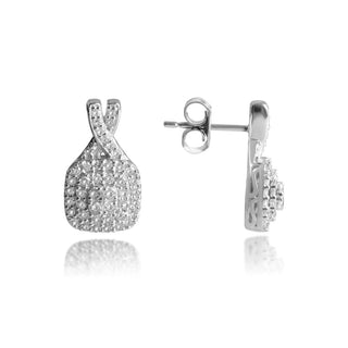 1/2 Carat Square Diamond Drop Earrings in Sterling Silver