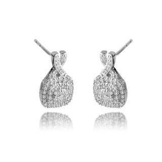 1/2 Carat Square Diamond Drop Earrings in Sterling Silver
