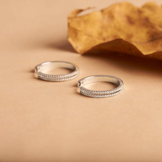 1/2 Carat Double Row Diamond Hoop Earrings in Sterling Silver
