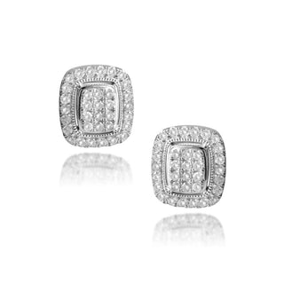 1/2 Carat Square Diamond Stud Earrings in Sterling Silver