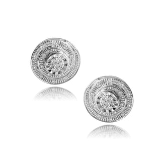 1/5 Carat Minimalistic Double-layered Round Diamond Stud Earrings in Sterling Silver