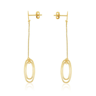 Oval Drop Gold Dangle Earrings in 9K Yellow Gold