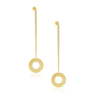 Circle Drop Gold Dangle Earrings in 9K Yellow Gold