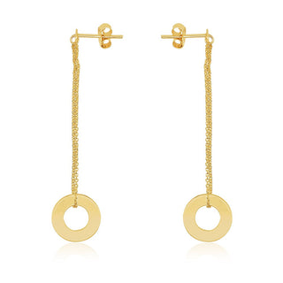 Circle Drop Gold Dangle Earrings in 9K Yellow Gold