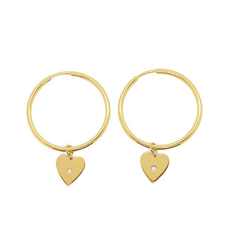 Dainty Heart Gold Hoop Earrings in 9K Yellow Gold