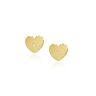 Solo Dainty Heart Gold Stud Earrings in 9K Yellow Gold