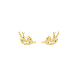 Antler Gold Stud Earrings in 9K Yellow Gold