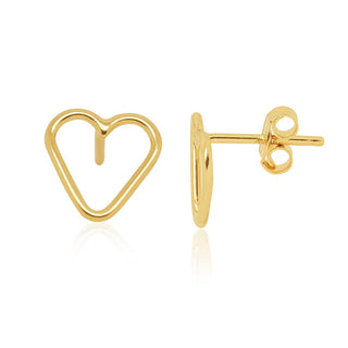 Simple Heart Gold Stud Earrings in 9K Yellow Gold