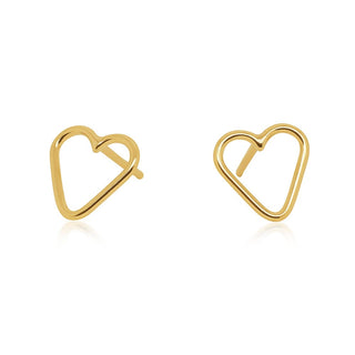 Simple Heart Gold Stud Earrings in 9K Yellow Gold