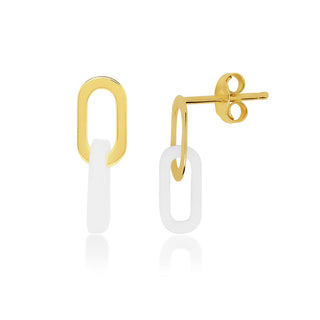 Interlink with MOP & Gold Drop Earrings in 9K Yellow Gold