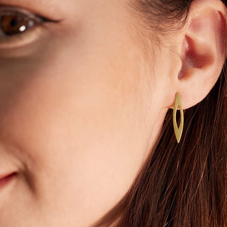 Sleek Oval Gold Drop Earrings in 9K Yellow Gold