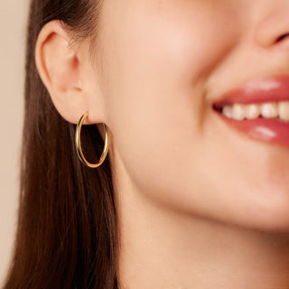Minimalistic Round Gold Drop Earrings in 9K Yellow Gold