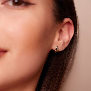 Dual Tone Two Strand Gold Stud Earrings in 10K Gold