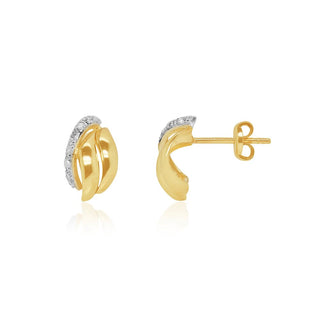 Croissant-shaped Diamond & Gold Stud Earrings in 10K Gold