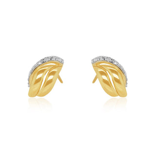 Croissant-shaped Diamond & Gold Stud Earrings in 10K Gold